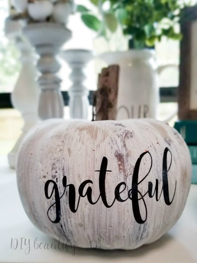 Antiqued Dollar Tree foam pumpkin