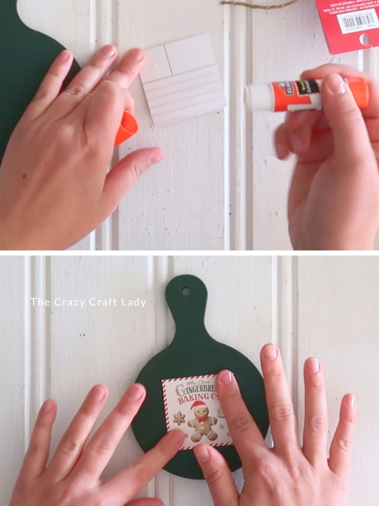 glue mini calendar page to cutting board