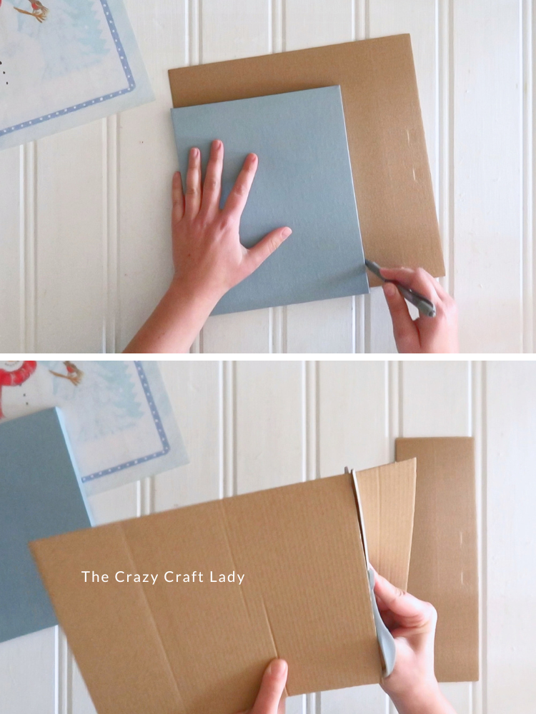 trace and trim a piece of cardboard to match stretched canvas