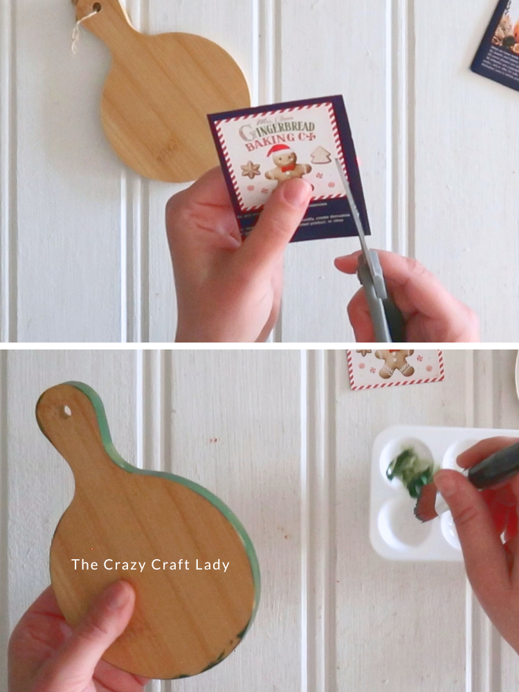 trim small calendar page image and paint cutting board green